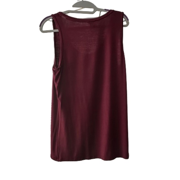 Ann Taylor Women's Medium Burgundy/Maroon Scoop Neckline Ruffled Tank Top - Picture 8 of 14